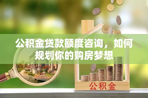 丹凤公积金贷款额度咨询，如何规划你的购房梦想